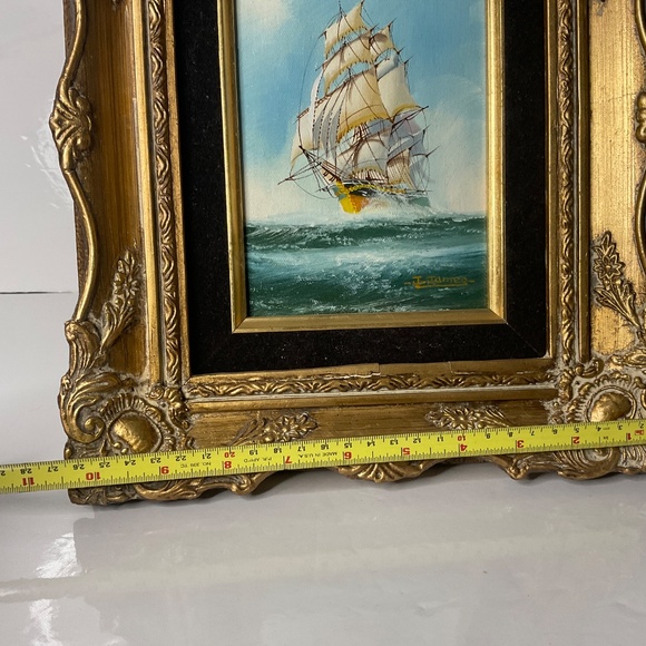 SIGNED J JAMES CLIPPER SHIP OIL ON CANVAS FRAMED - Picture 7 of 8